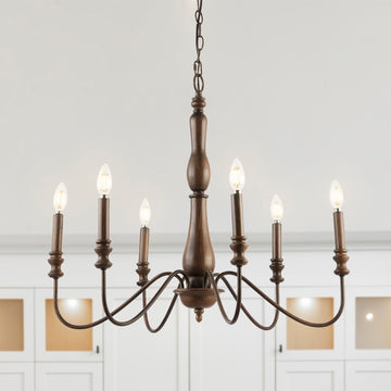 Victoria 29" Rustic Midcentury Iron LED Chandelier - JONATHAN Y